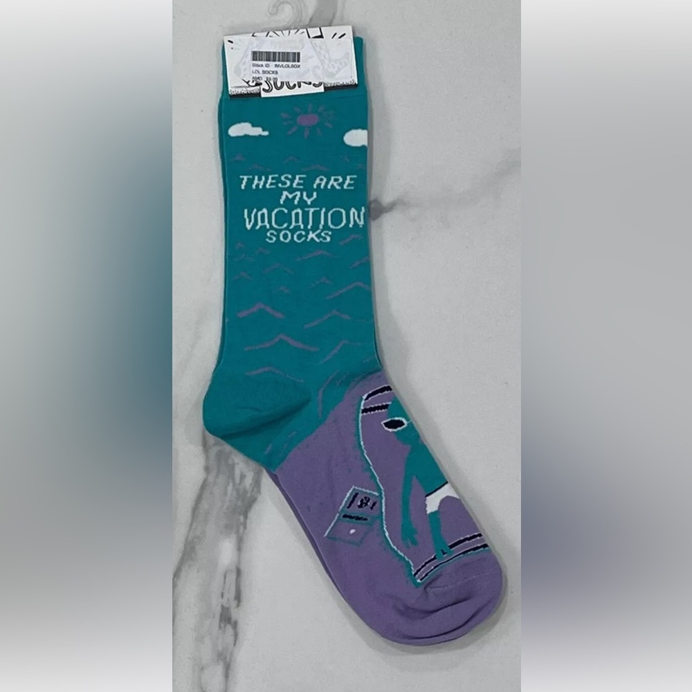 New - Primitives By Kathy Laugh Out Loud Socks - These Are My Vacation Socks